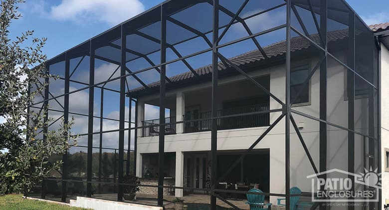 2-story screened pool enclosure in bronze.