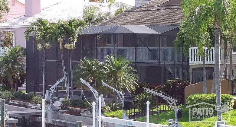 2-story screened pool enclosure in bronze.