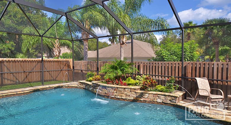 Standard screen pool enclosure in bronze.