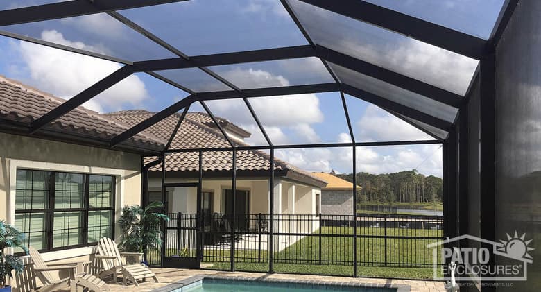 Standard screen pool enclosure in bronze.