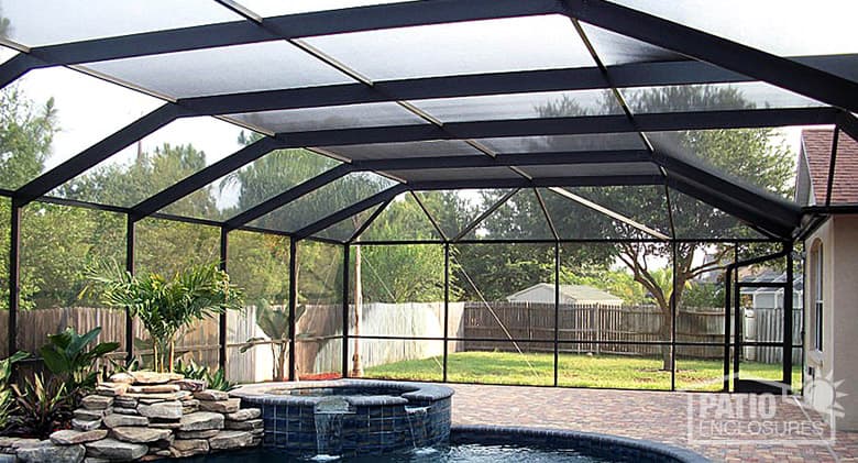 Standard screen pool enclosure in bronze.